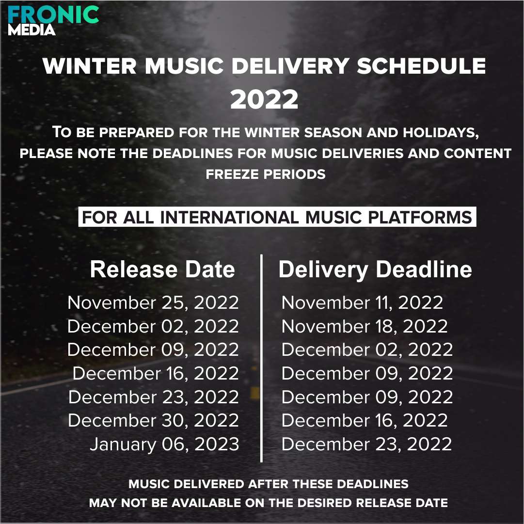 Music Content Freeze & Deadlines 2022